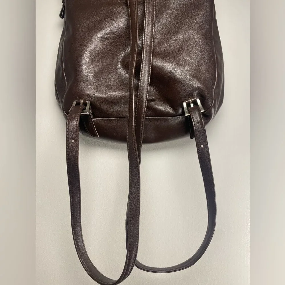 Vintage-style 2000s GUESS Brown Leather 9 Inch Backpack